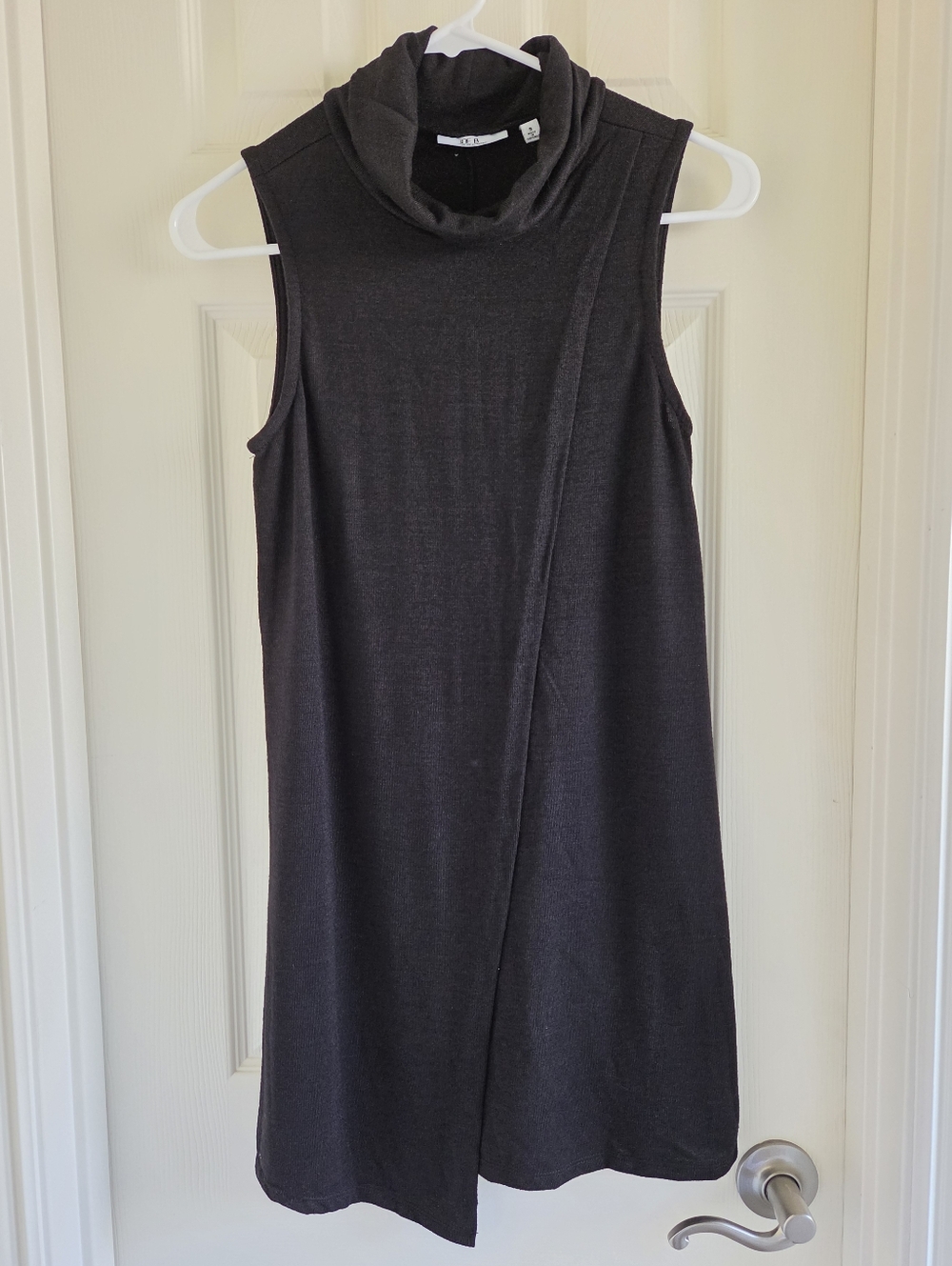 Joe B. by Joe Benbasset Asymmetrical Cross-Front Cowl Neck Dress Black Size S